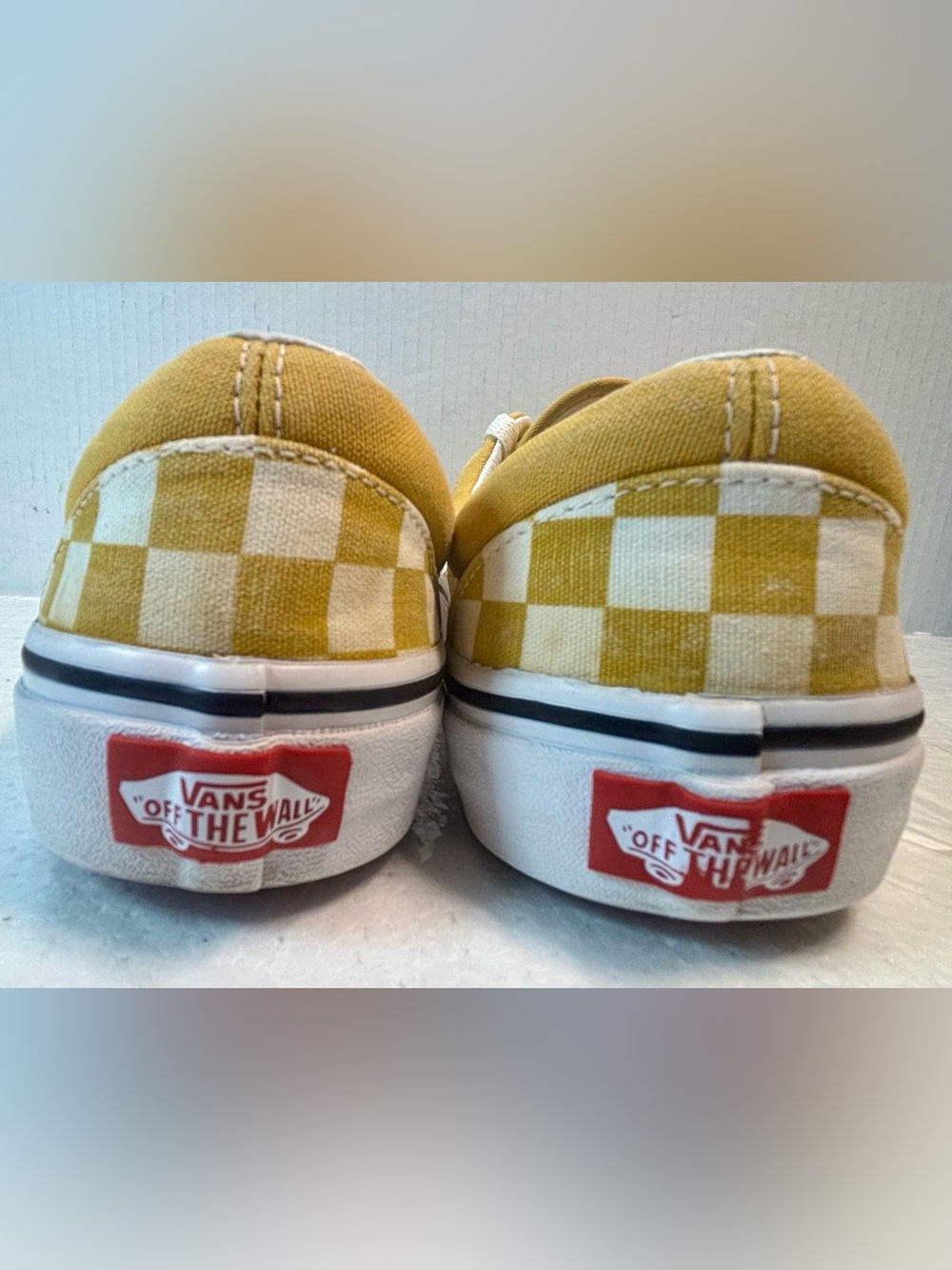 Vans Yellow and White Checkerboard Low Top Sneakers - Picture 12 of 14